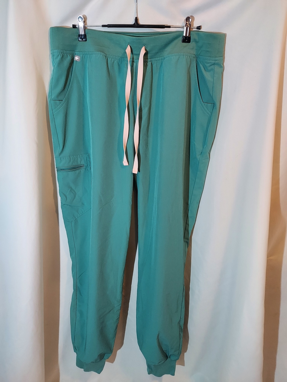 FIGS FREEx Zamora Lined Jogger Scrub Pants Green Pink Drawstring LT